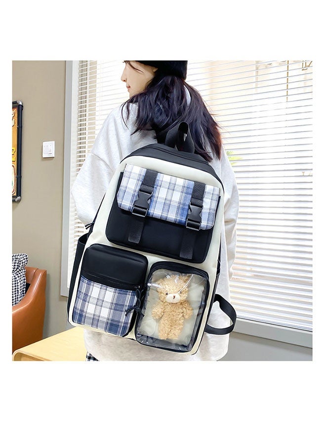 الدليبن طقم حقائب ظهر للأطفال مكون من 4 قطع، حقائب مدرسية للأطفال، حقائب ظهر مدرسية لطيفة، حقيبة ظهر متعددة الجيوب، حقائب مدرسية للأطفال من المرحلة الابتدائية والمتوسطة، سعة كبيرة، حقيبة للدراسة، حقيبة كروس، مقلمة، طقم من 4 قطع (أسود) - Image 4